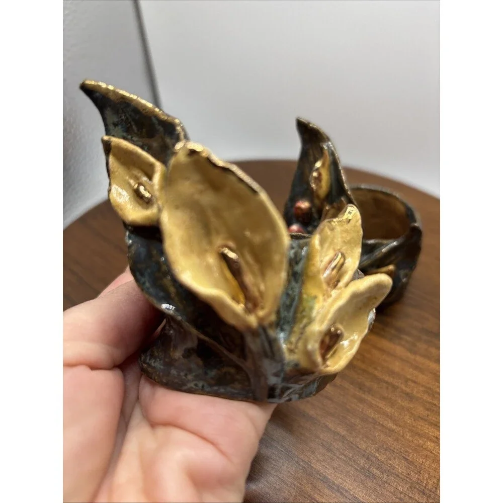 Studio Pottery Napkin Rings, Flowers and Ladybugs